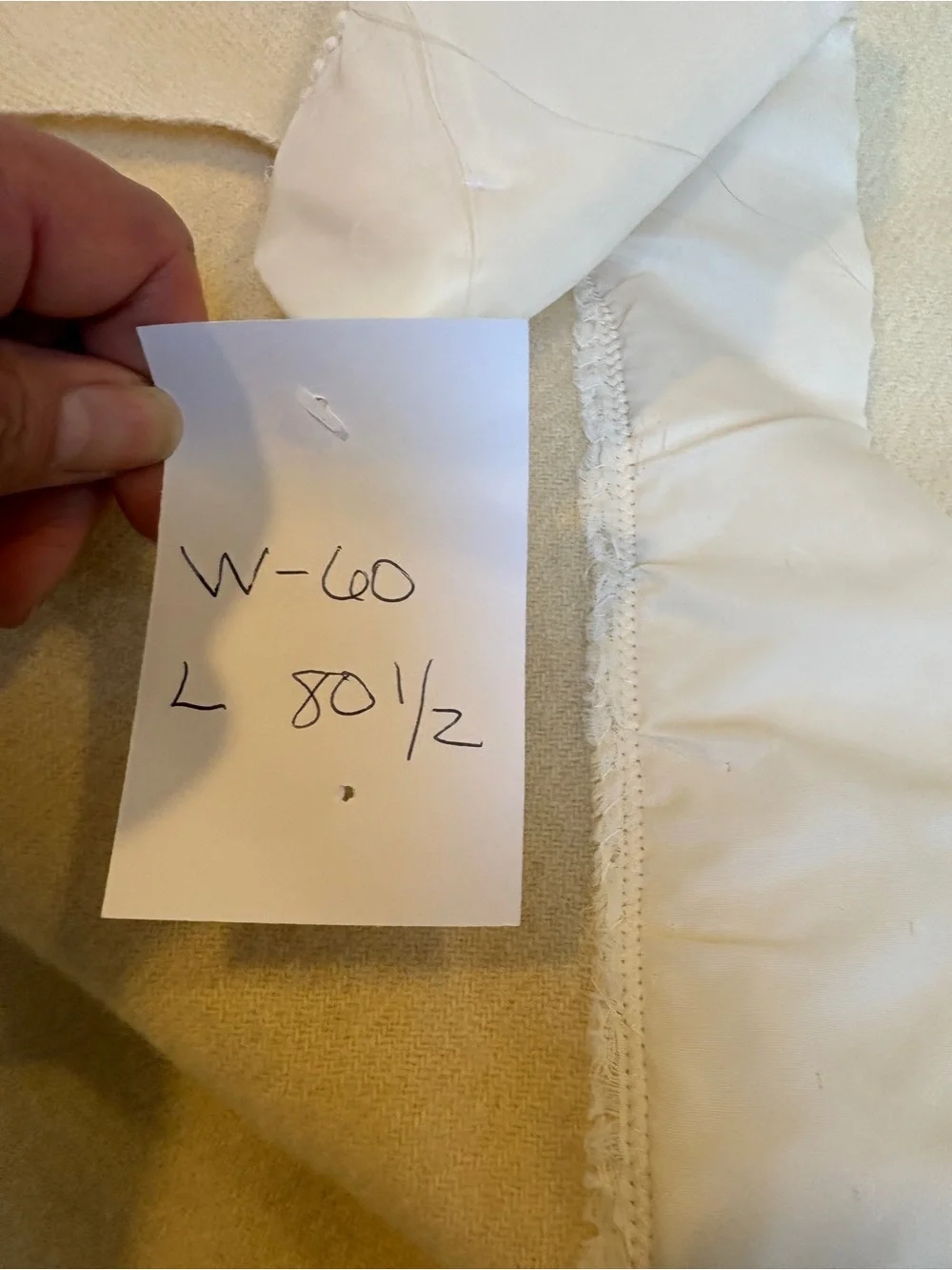 Vintage wool Cream Ruffled‎ Edge Bed Blanket. Edges repaired bag21